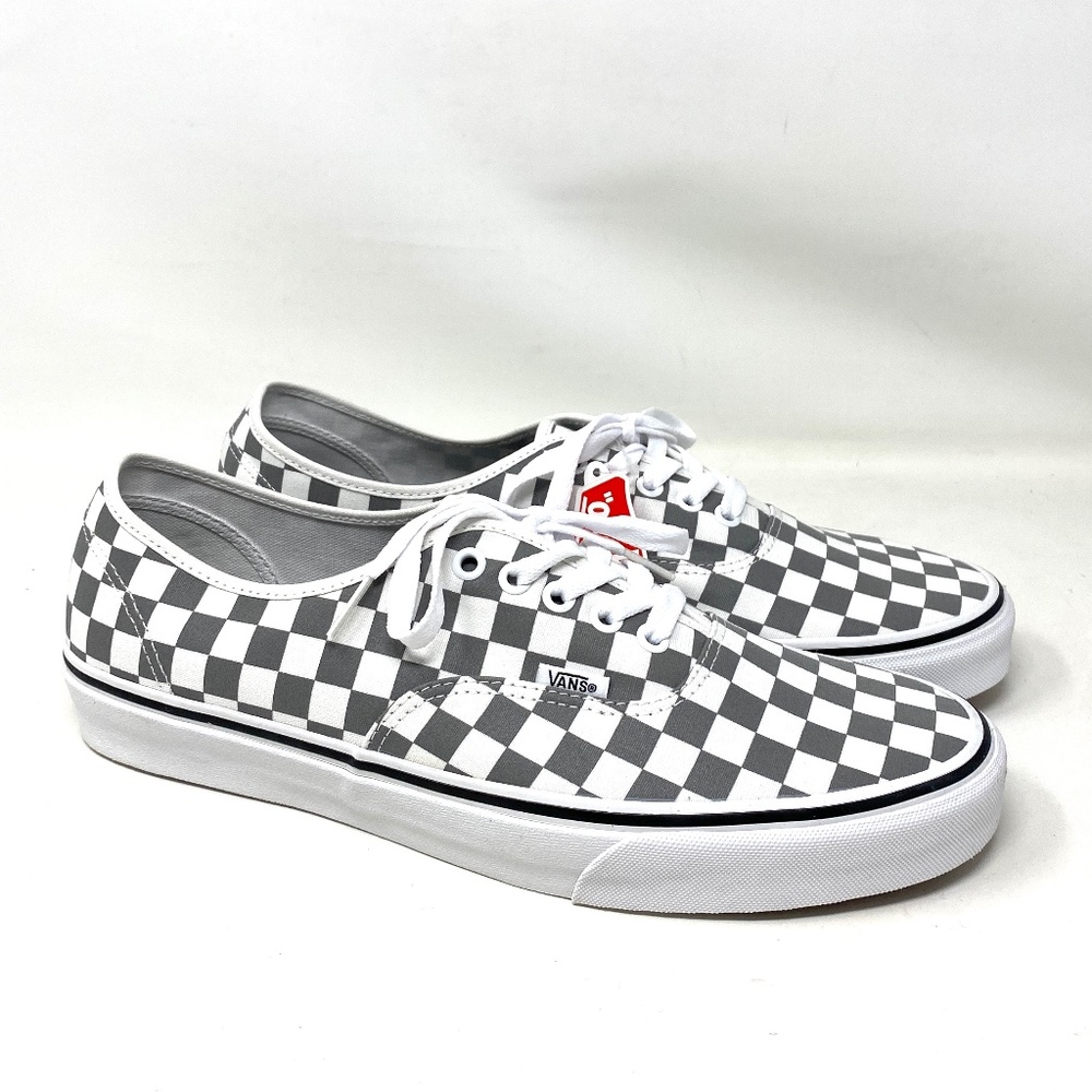 VANS Authentic Check Low Top Gray Women's Canvas Skate Sneakers Size VN0A5KRDB9J - Picture 2 of 10